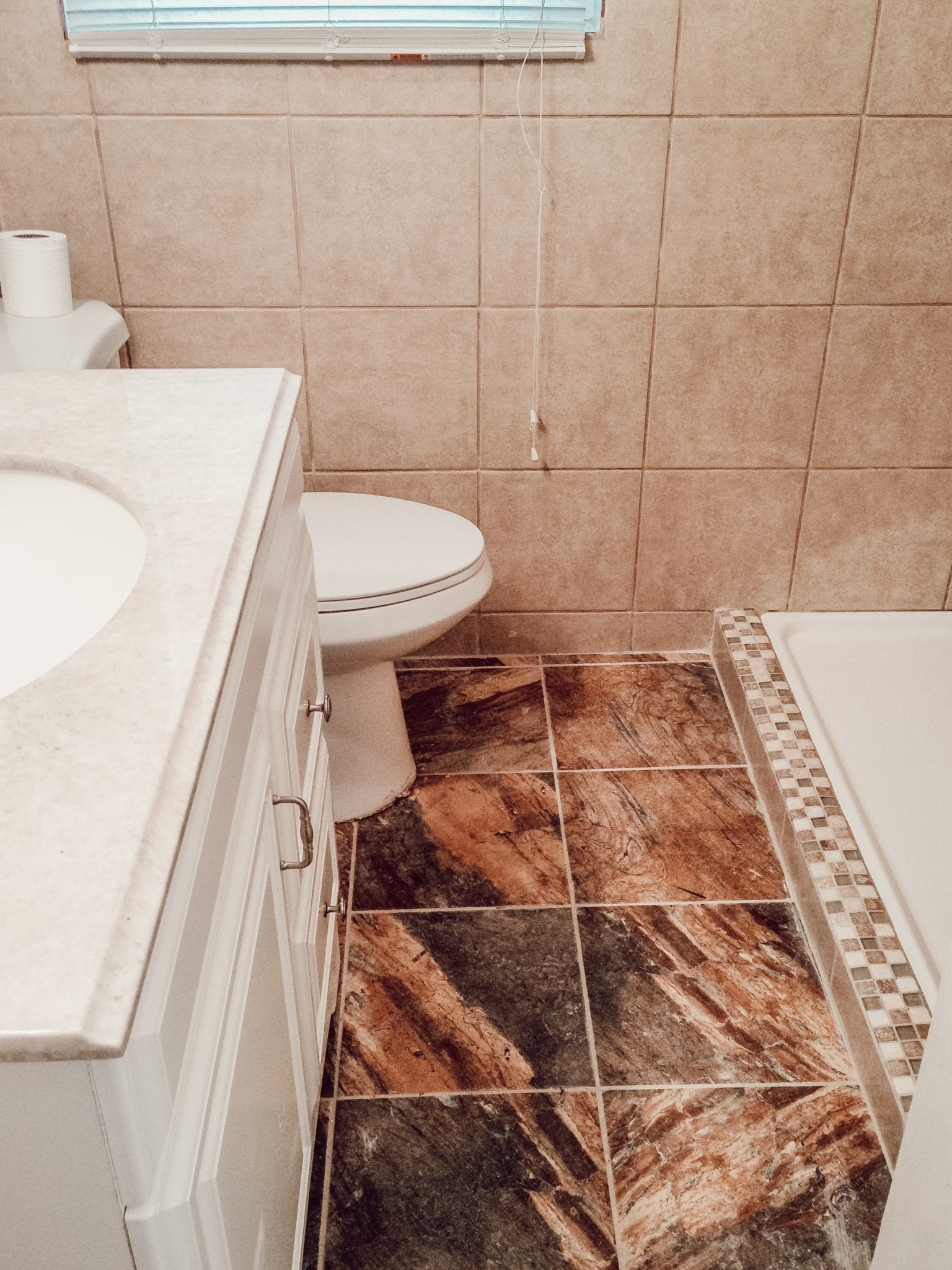 new granite floor tiles in bathroom