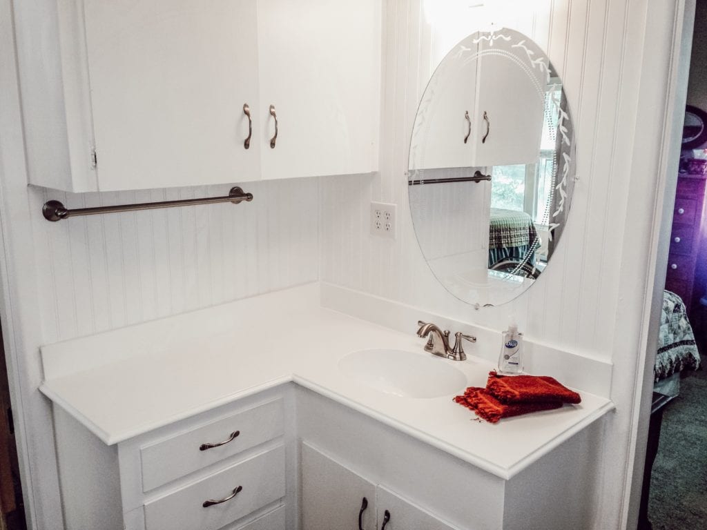 close up of remodeled bathroom sink