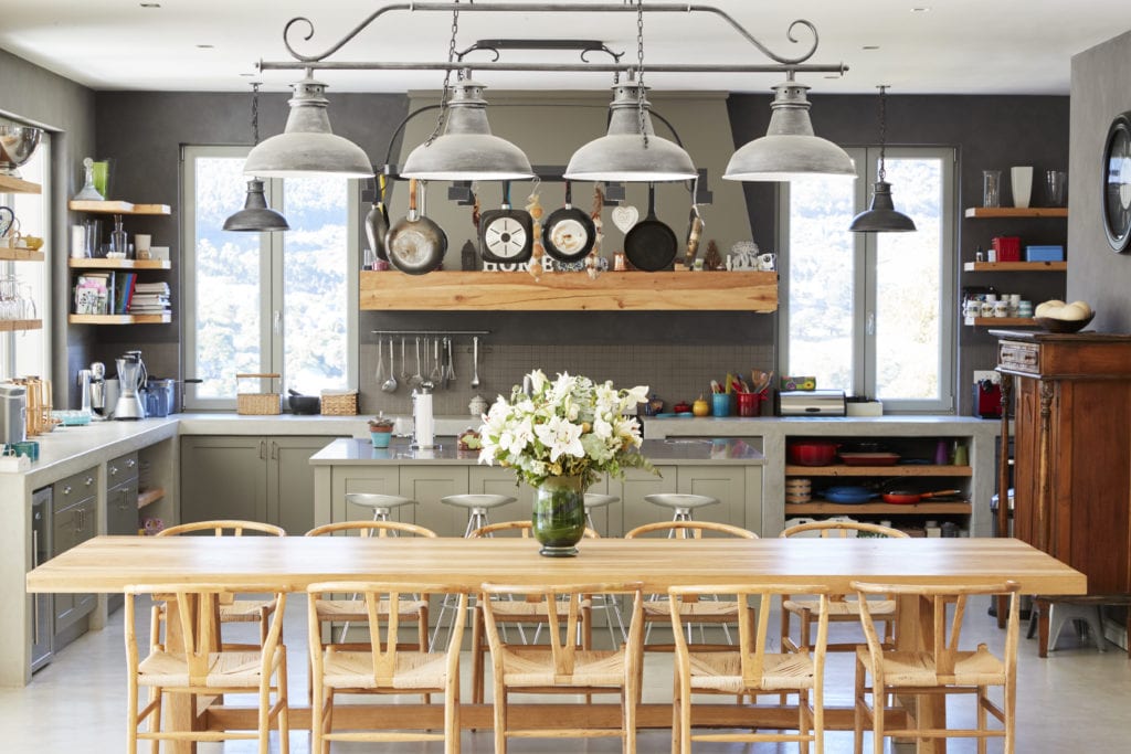 Home Interior With Open Plan Kitchen And Dining Area